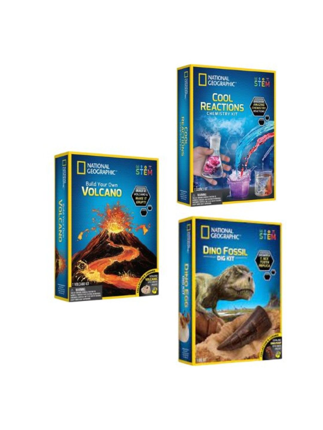 National Geographic Science Kit - Volcano + Cool Chem + Dino Kit Bundle