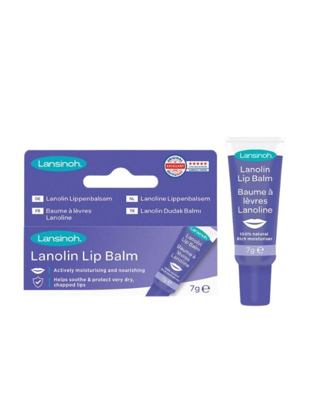 Lansinoh Ultra-Pure and 100% Natural Lanolin Lip Balm (7ml) (No Color- Image 1)