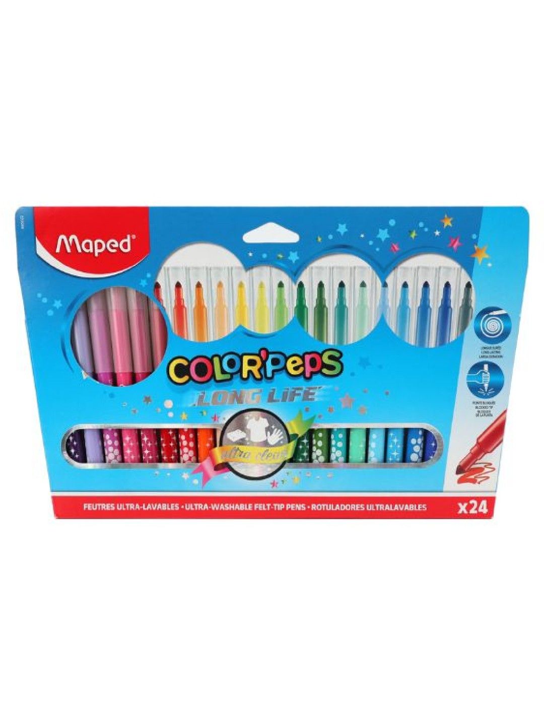 Maped ColorPeps Long Life Felt Pens (24 Colors) (No Color- Image 1)