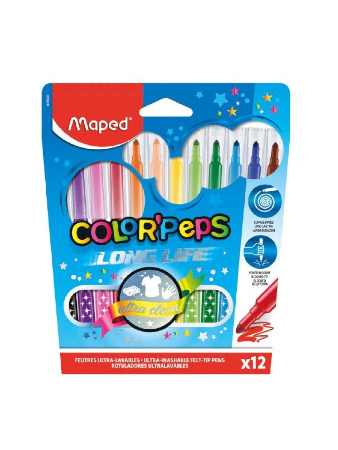 Maped ColorPeps Long Life Felt Pens (12 Colors) (No Color- Image 1)