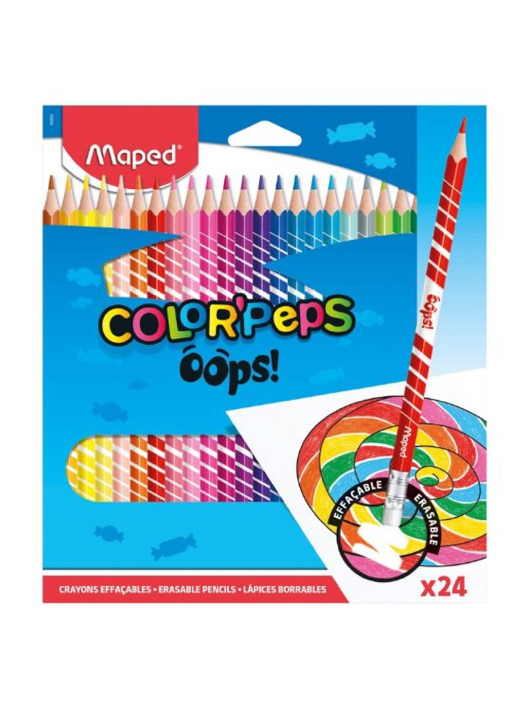 Maped ColorPeps Oops Erasable Color Pencil with Eraser End (24 Colors) (No Color- Image 1)