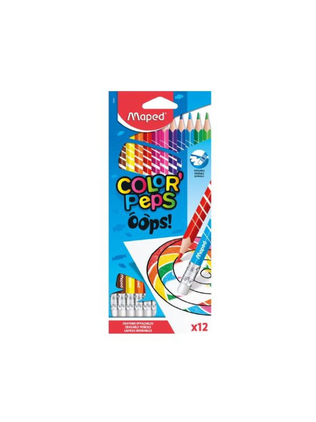 Maped ColorPeps Oops Erasable Color Pencil with Eraser End (12 colors) (No Color- Image 1)
