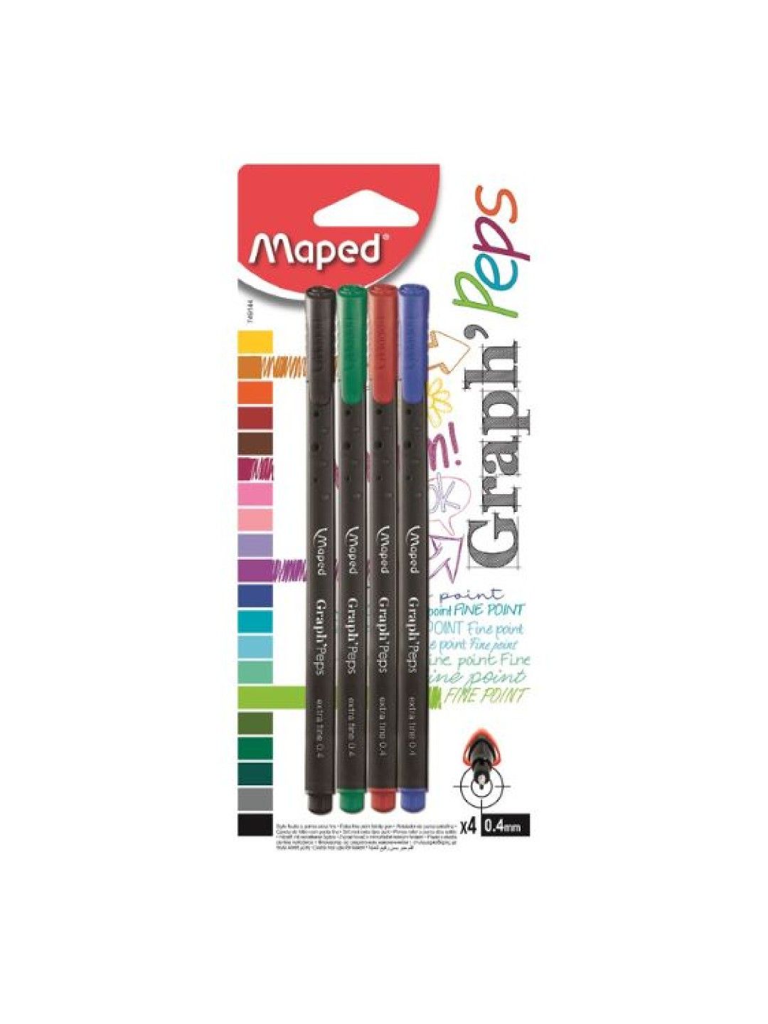 Maped GraphPeps Writing Felt Pens set of 4 primary colors (No Color- Image 1)