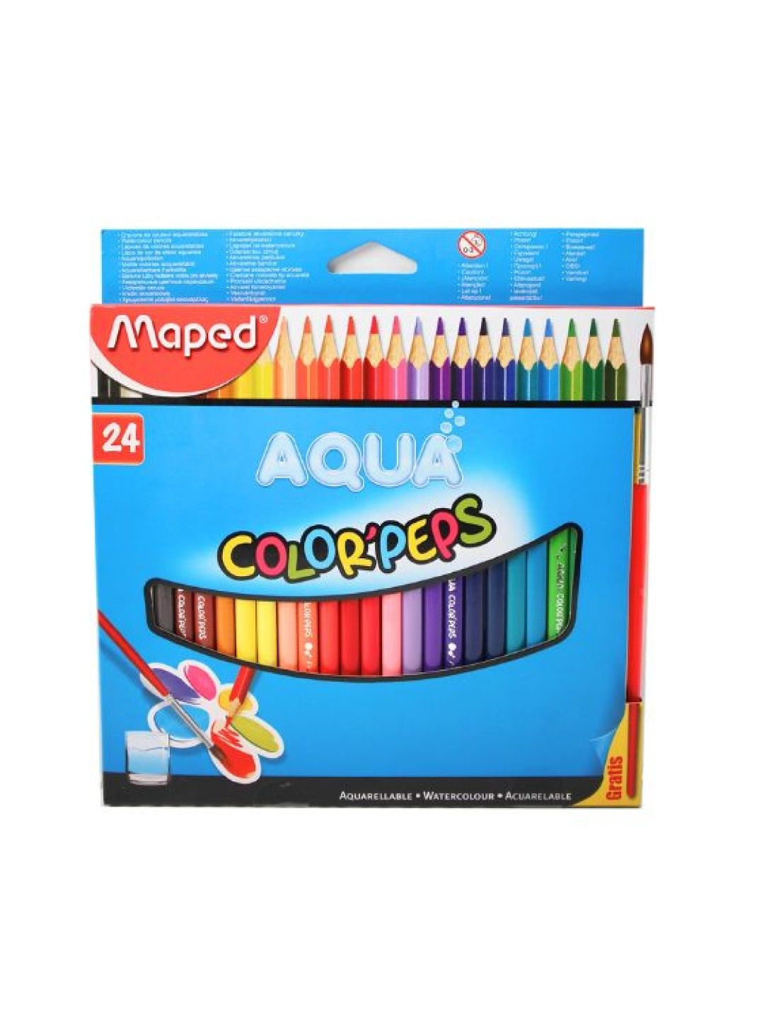 Maped Aqua ColorPeps Watercolor Pencils with Paint Brush set of 24 colors (No Color- Image 1)