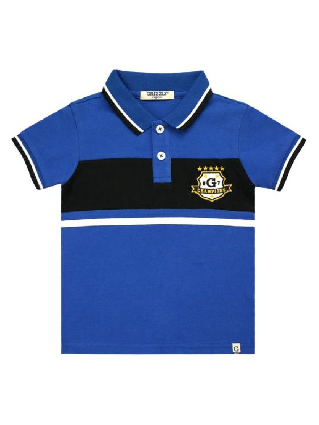 Grizzly Boys Short Sleeve Polo Shirt with Cut & Sew & Tapping with Patch Embroidery