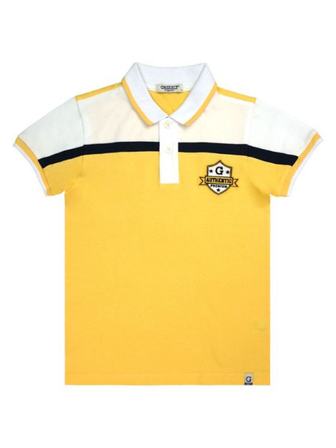 Grizzly Boys Short Sleeve Polo Shirt with Cut & Sew & Patch Embroidery