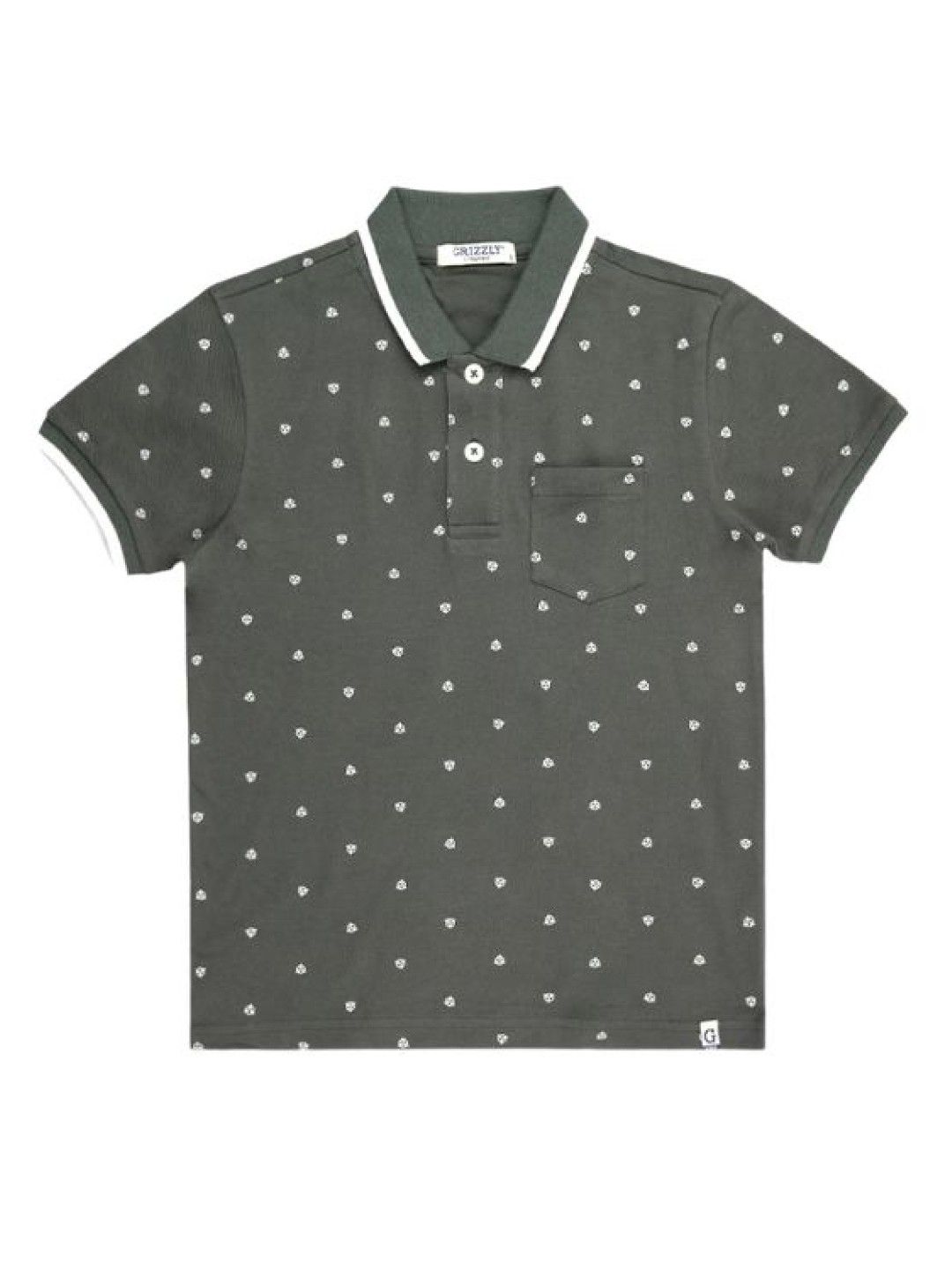 Grizzly Short Sleeve Polo Shirt All Over Print With Patch Pocket