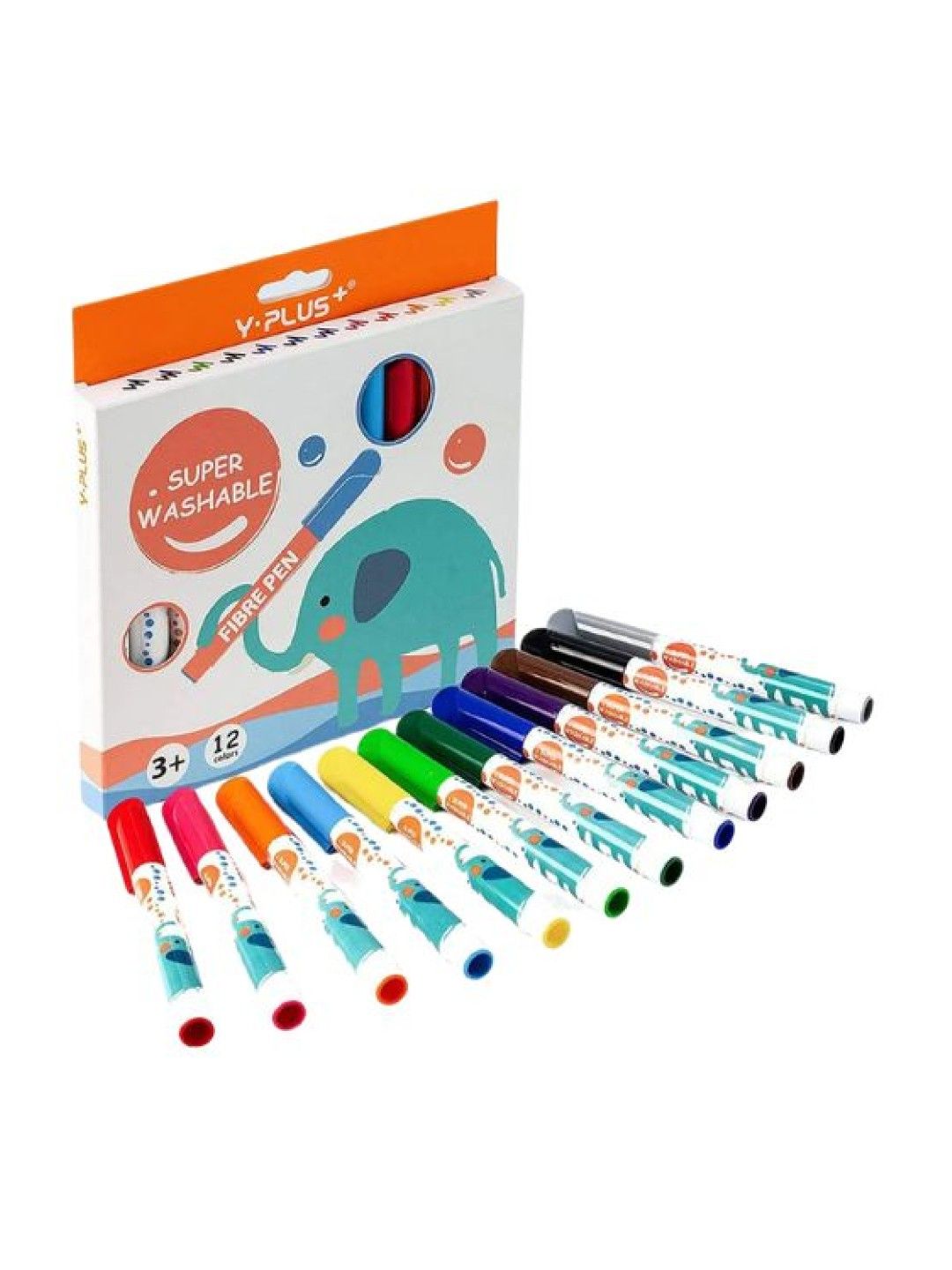 Y-PLUS+ Elephant Super Washable Fibre Pen (12 Colors)