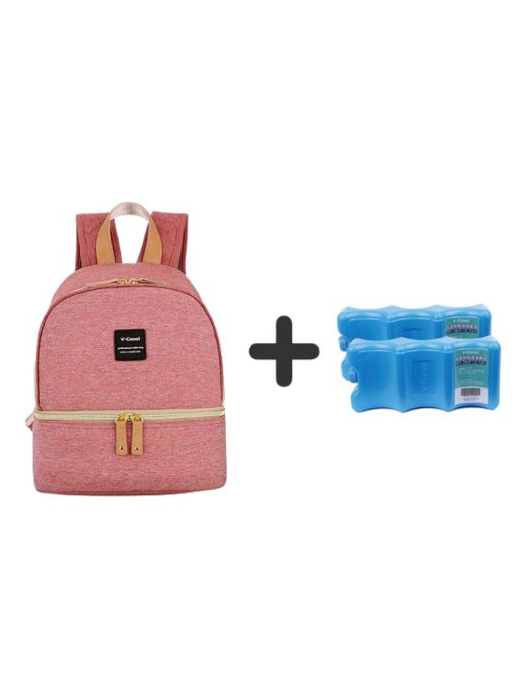 V-coool Thermal Cooler Breastmilk Backpack Bag with Ice Bricks (Light Red- Image 1)