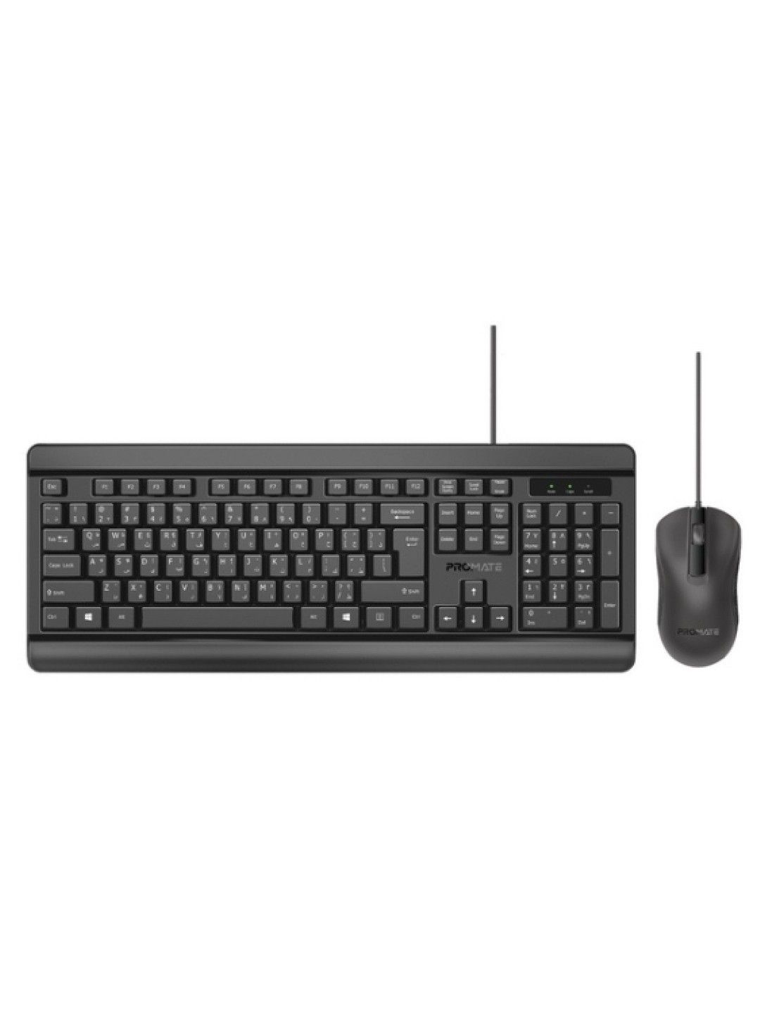 Promate COMBO-CM6 Quiet Keys Wired Keyboard and Mouse (Black- Image 1)