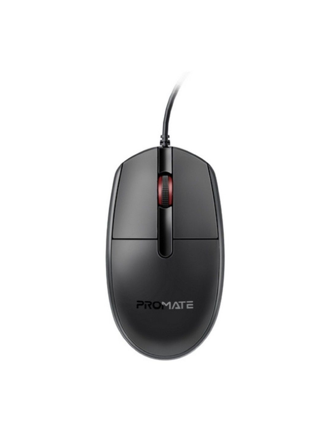 Promate CM-1200 Ergonomic Design Wired Optical Mouse (Black- Image 1)
