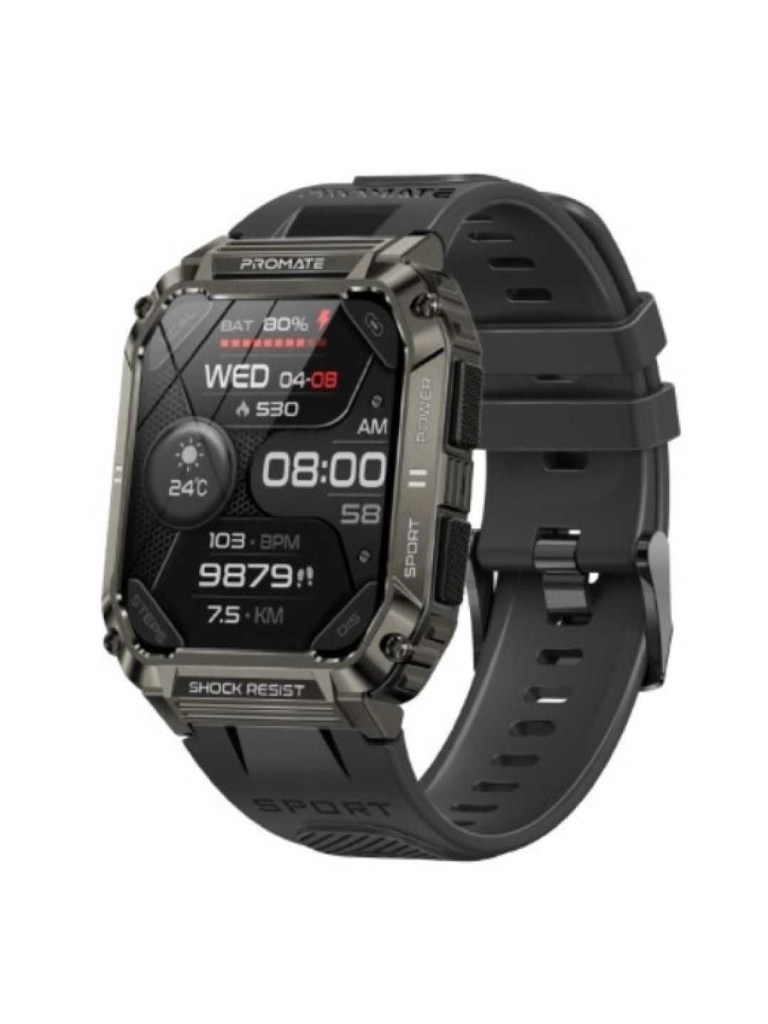 Promate XWATCH-S19 Tough-Built Smartwatch with Bluetooth Calling (Black- Image 1)