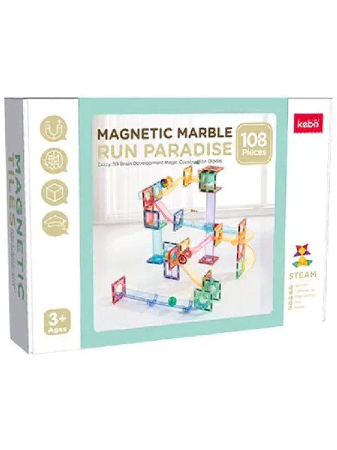 Kebo Magnetic Marble Run Paradise (108pcs) (No Color- Image 1)