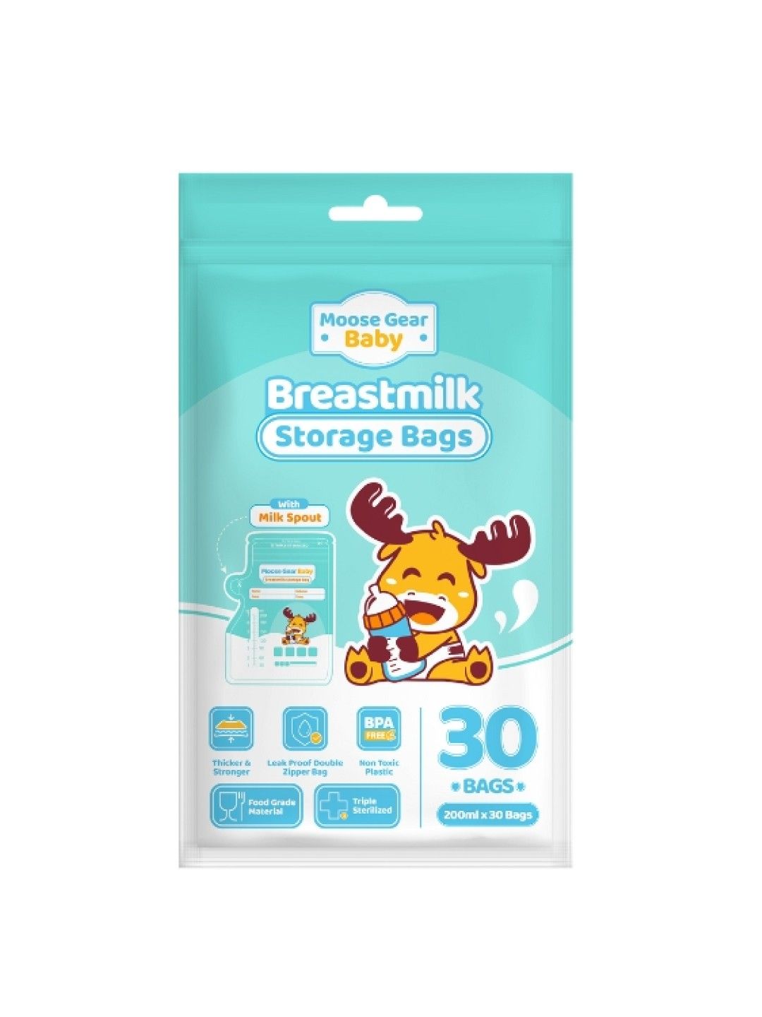 Moose Gear Baby Breastmilk Storage Bag with Spout 200ml (30 Bags) (No Color- Image 1)