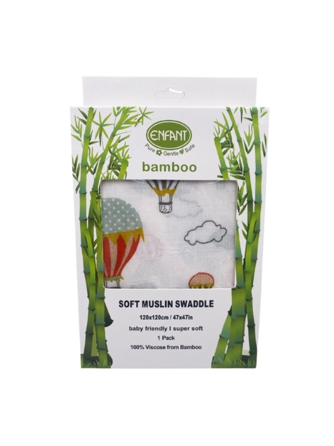 Enfant Bamboo Soft Muslin Swaddle (120x120cm) (Balloon- Image 3)