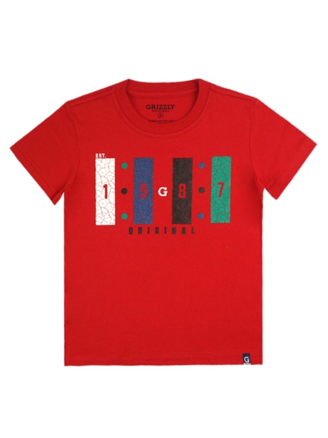 Grizzly Boys Short Sleeve Round Neck with Special Print (Red- Image 1)