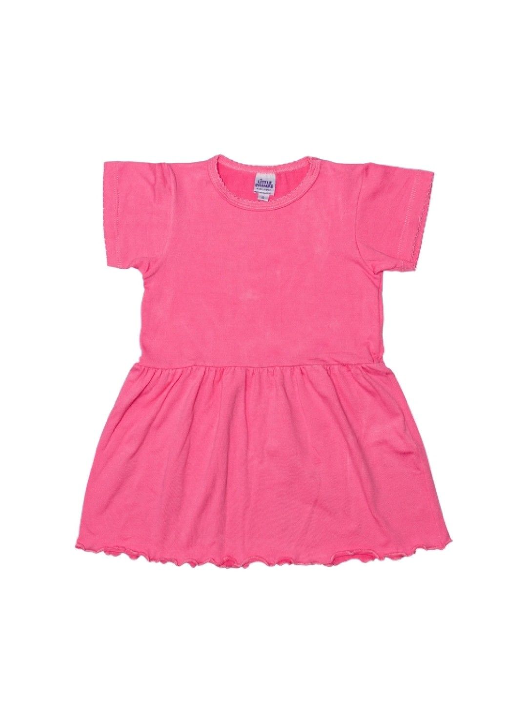 Little Champs Girl's Everyday Short Sleeved Plain Dress (Pink- Image 1)