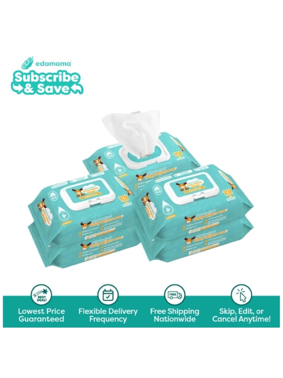 Moose Gear Baby Baby Wipes Unscented (108s x 6 Pack) - Subscription (No Color- Image 1)