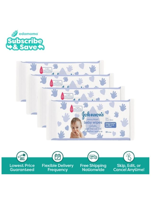 Johnson's [Bundle of 4] Baby Messy Time Wipes (80s) - Subscription