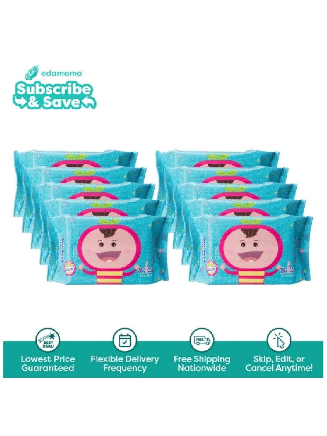 Uni-love Unscented Baby Wipes 32's (10-Pack) - Subscription (No Color- Image 1)