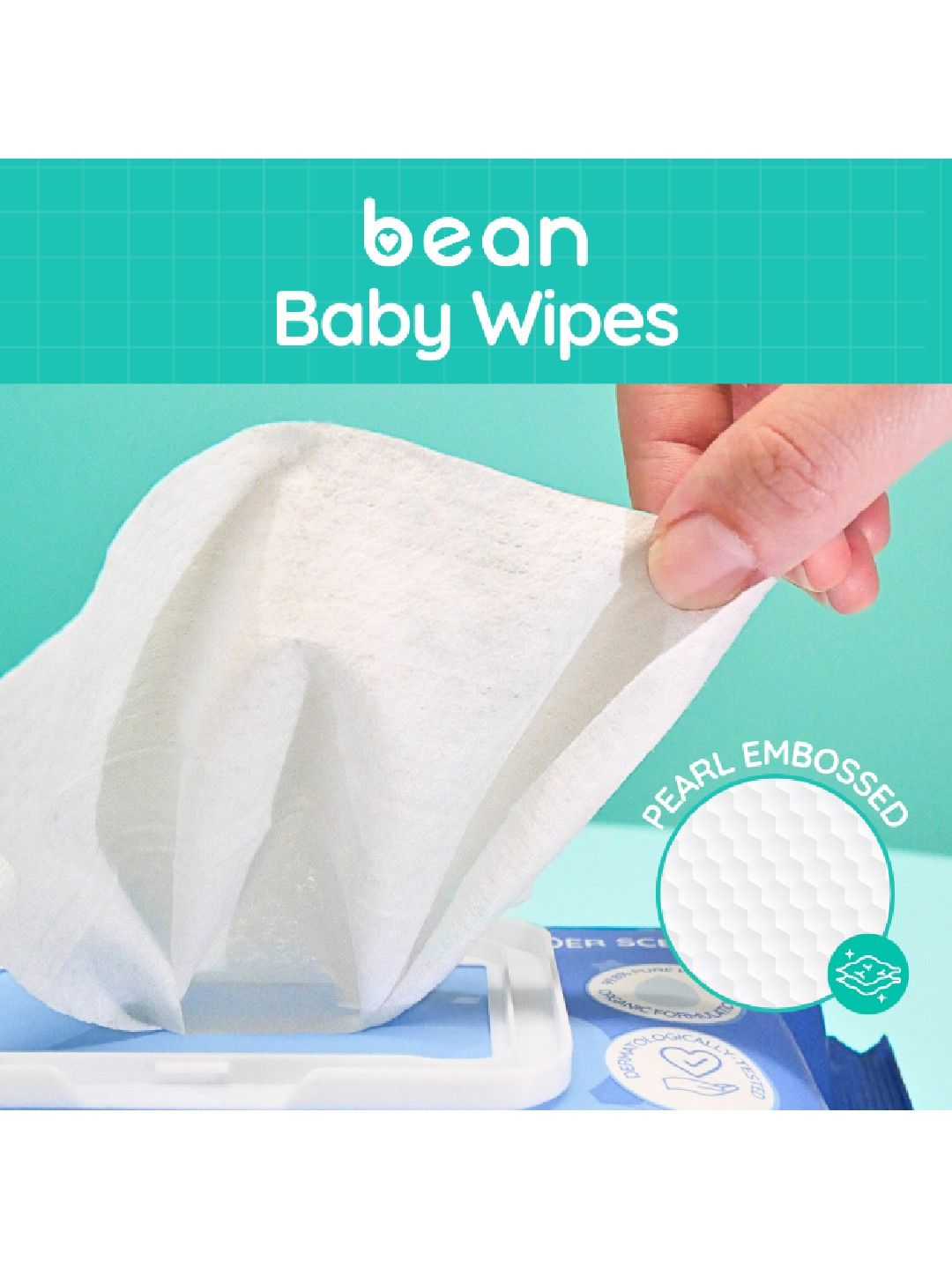 bean essentials Baby Wipes Powder Scent 100 sheets (No Color- Image 4)