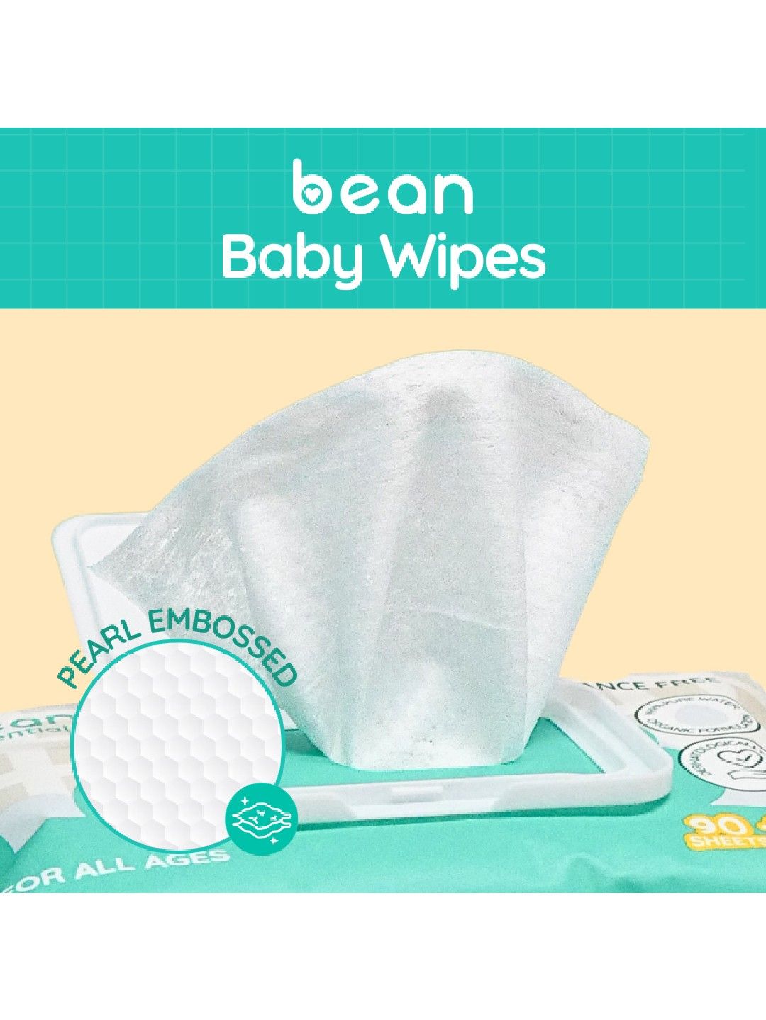 bean essentials [Bundle of 6] Baby Wipes Fragrance Free 6 x 100 sheets (No Color- Image 3)