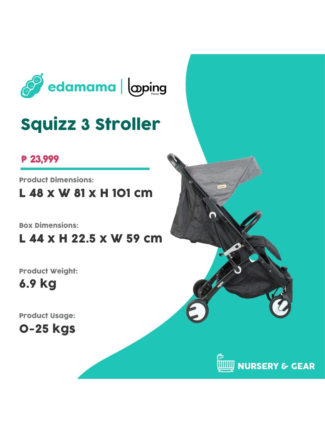 Looping Squizz 3 Stroller (Grey- Image 2)