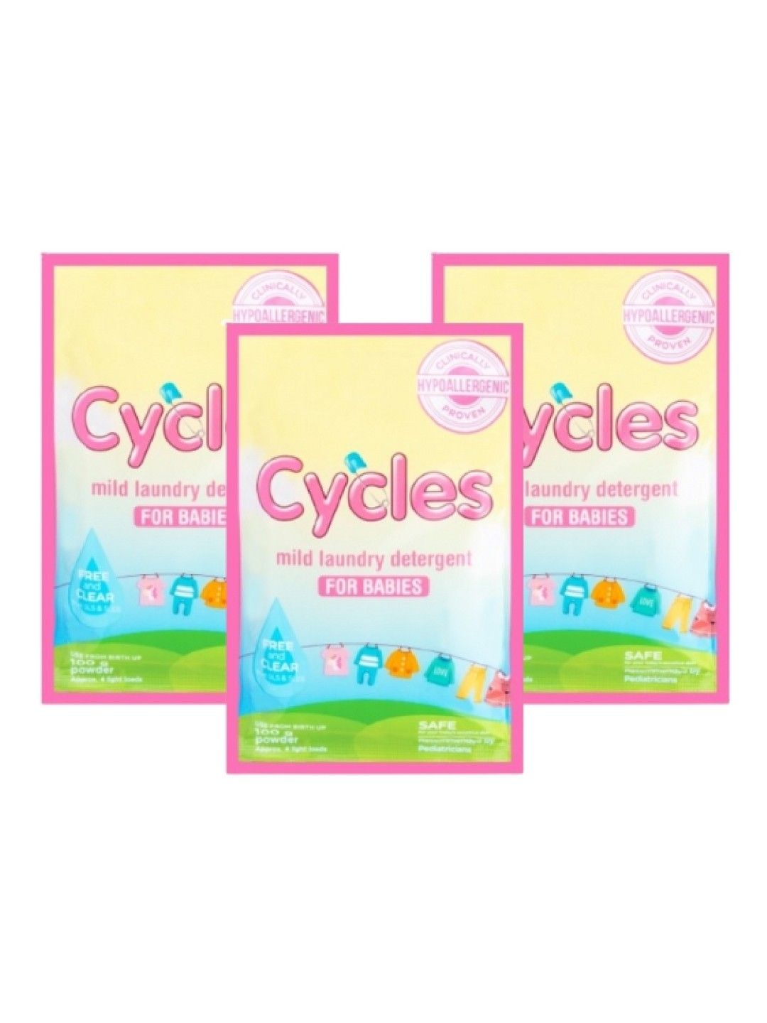Cycles Mild Laundry Detergent Powder Set of 3 (100g)