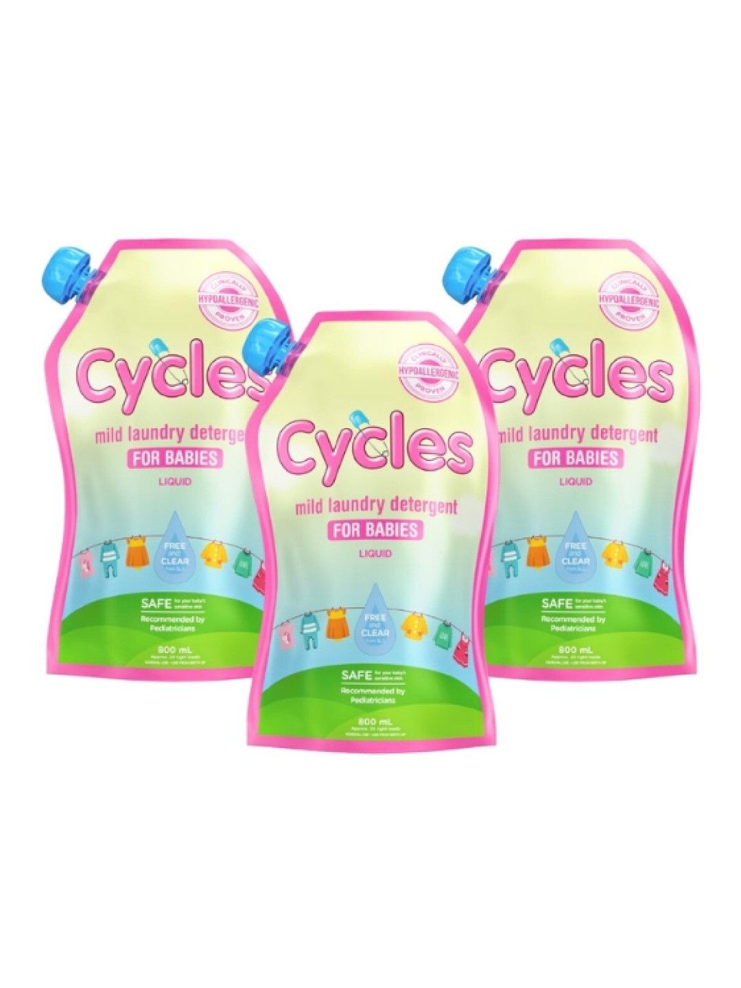 Cycles Mild Laundry Detergent Liquid Set of 3 (800ml)