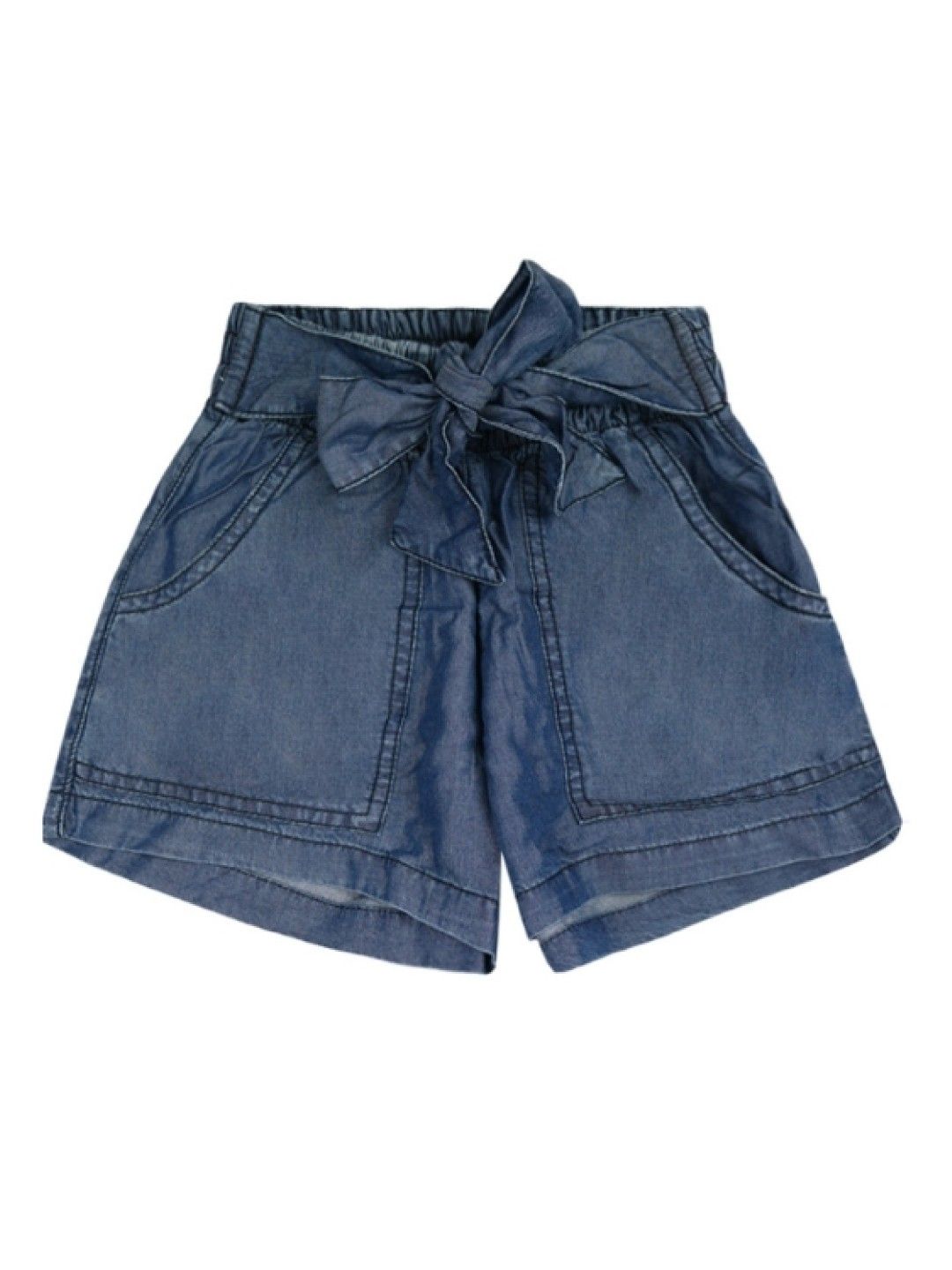 Grizzly Girls Chambray Flowy Short with Belt (Blue- Image 1)