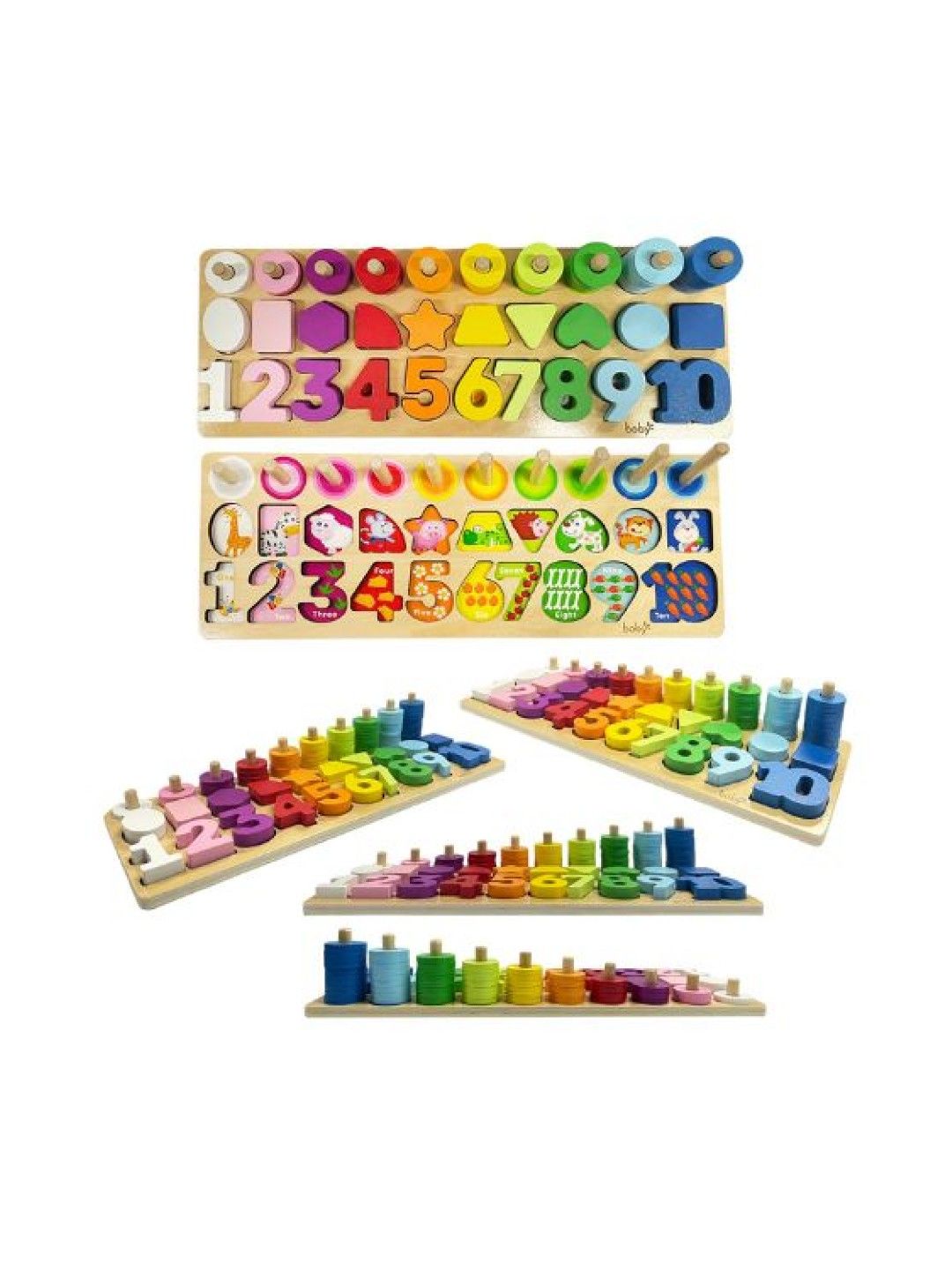 Boby 4-in-1 Wooden Montessori Learning Stacker & Matching Puzzle