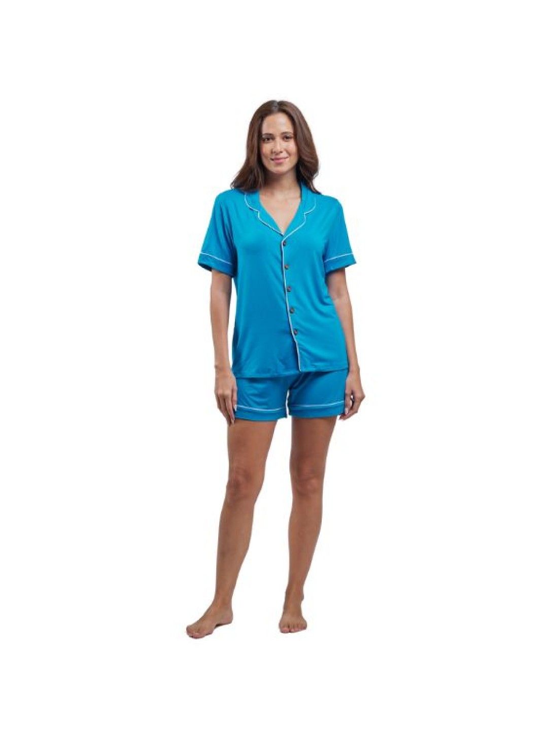 Bamberry Baby Adult Short Sleeves Button Down Shorts (French Blue- Image 1)