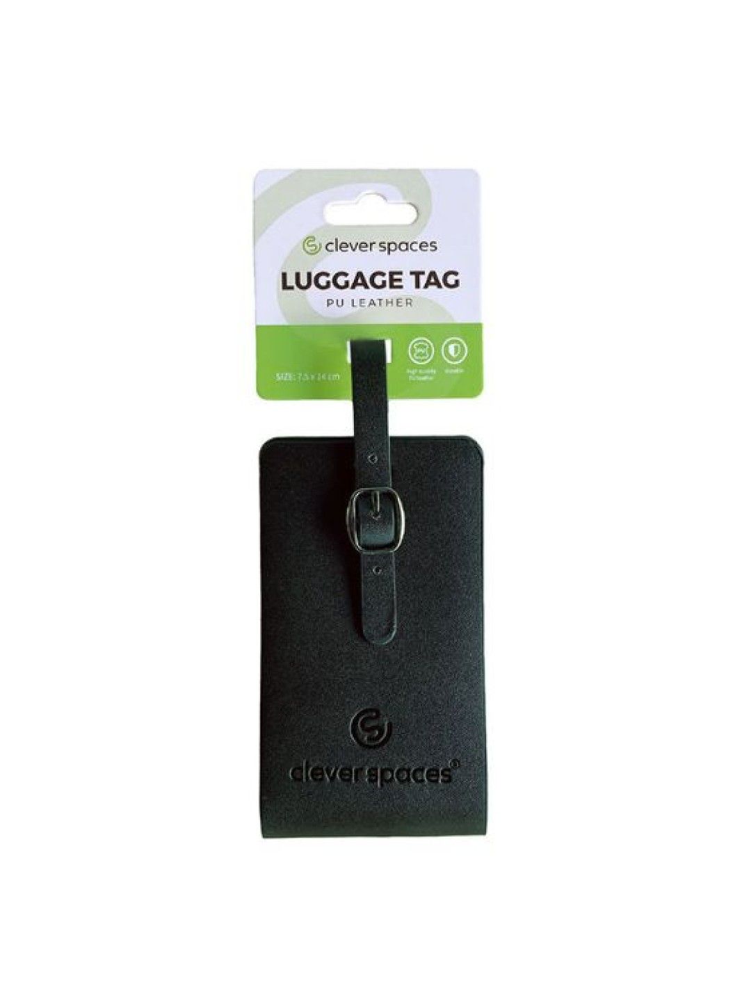 Clever Spaces PU Leather Luggage Tag (Black- Image 1)