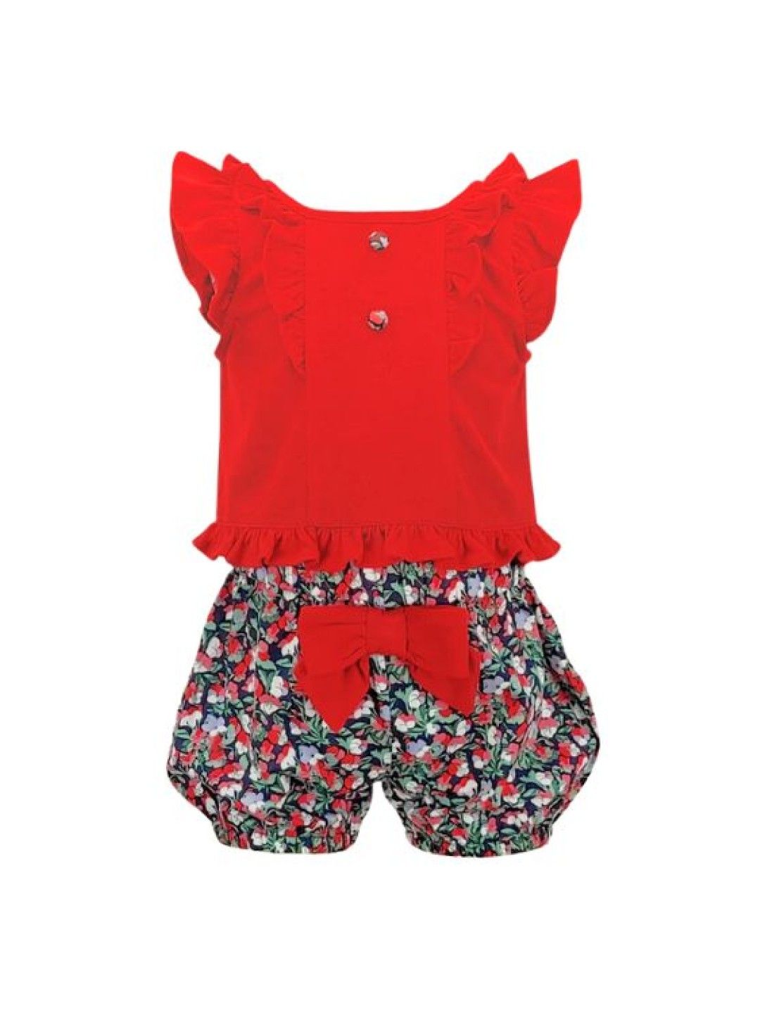 Periwinkle Aisabelle Two-Piece Set Top and Floral shorts with bow