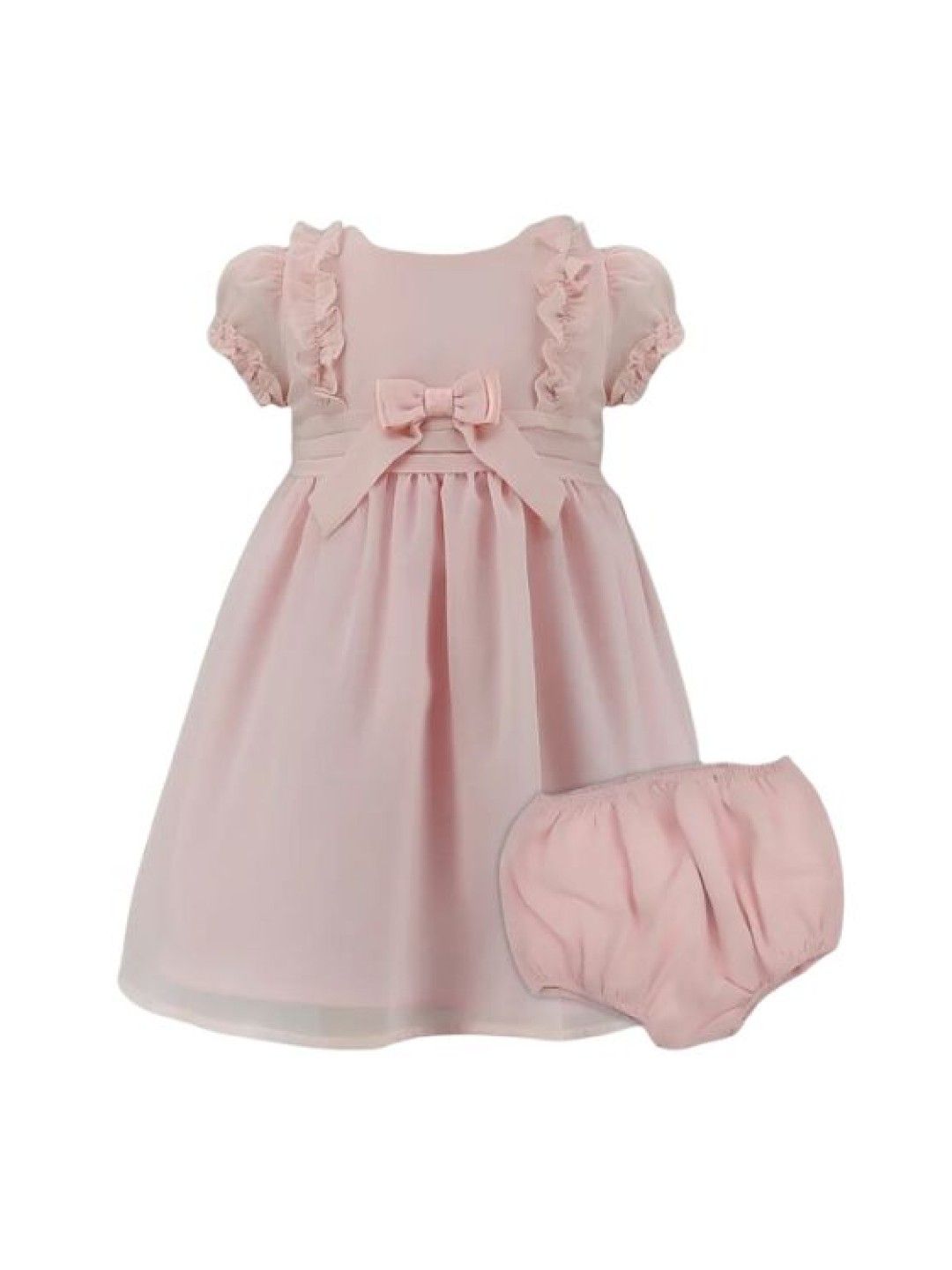 Periwinkle Allison Party Dress with Ruffles and Silk Ribbon at Front (Pink- Image 1)