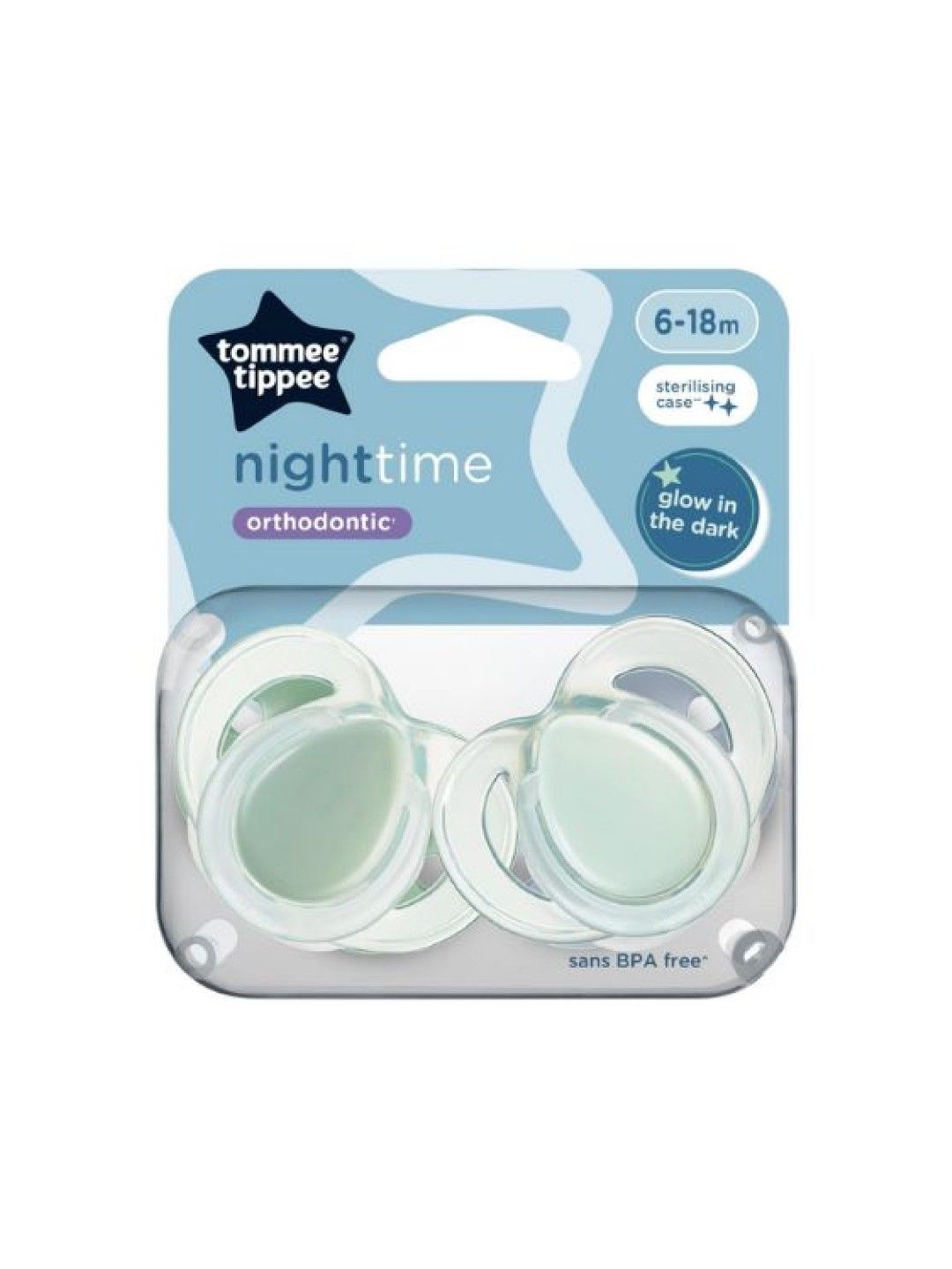 Tommee Tippee Nighttime Soft Silicone Soother 6-18m (2 pack)