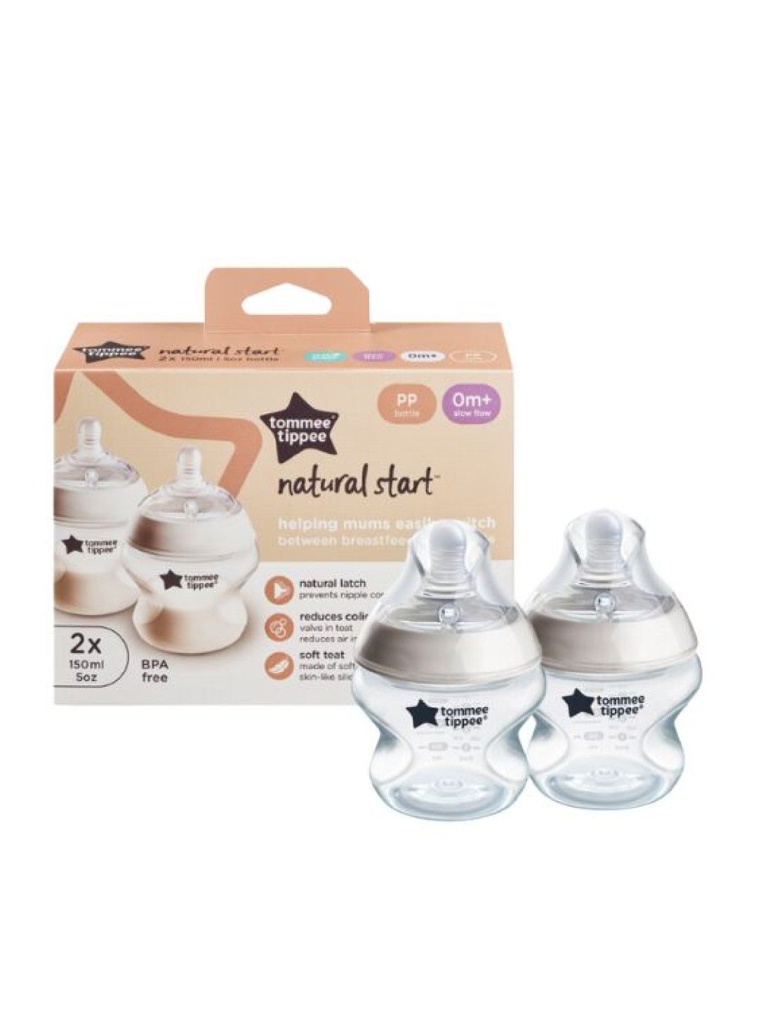 Tommee Tippee Natural Start PP Baby Bottle (2 x 5oz) - Slow Flow (No Color- Image 1)