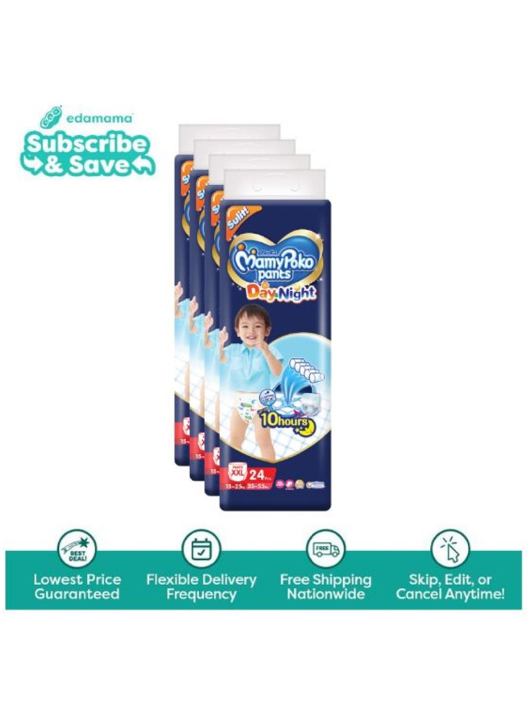 MamyPoko Day and Night Diaper Pants XXL 24s x 4 packs (96s) - Subscription