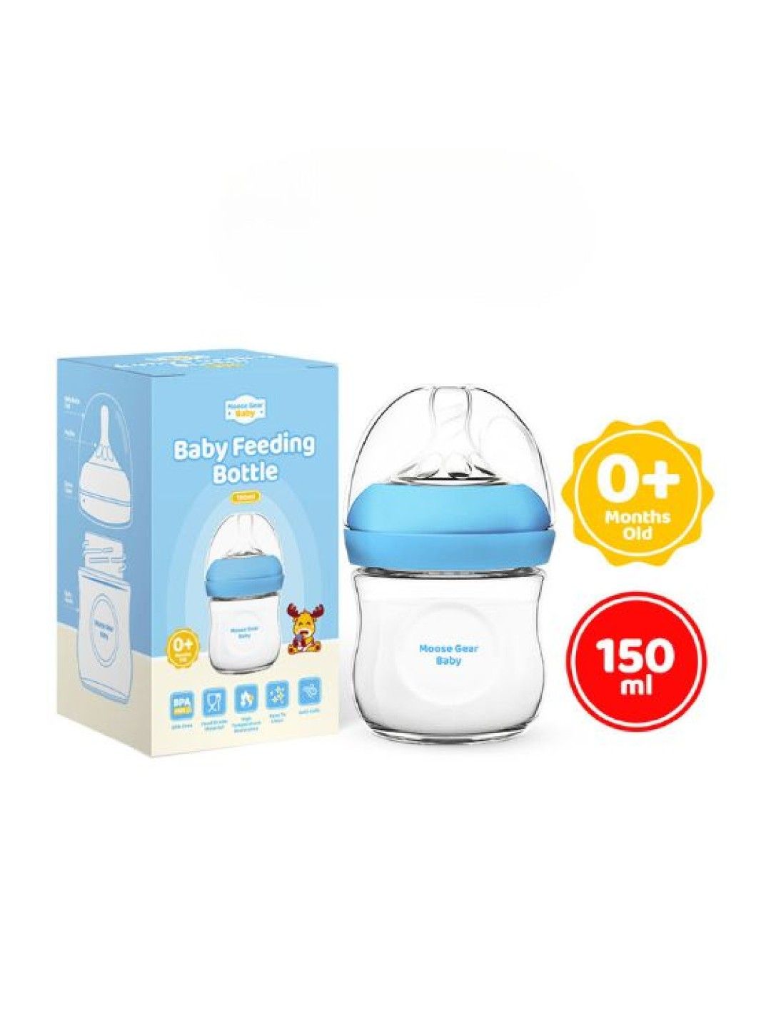 Moose Gear Baby BPA Free Feeding Bottle (150ml) (Blue- Image 1)
