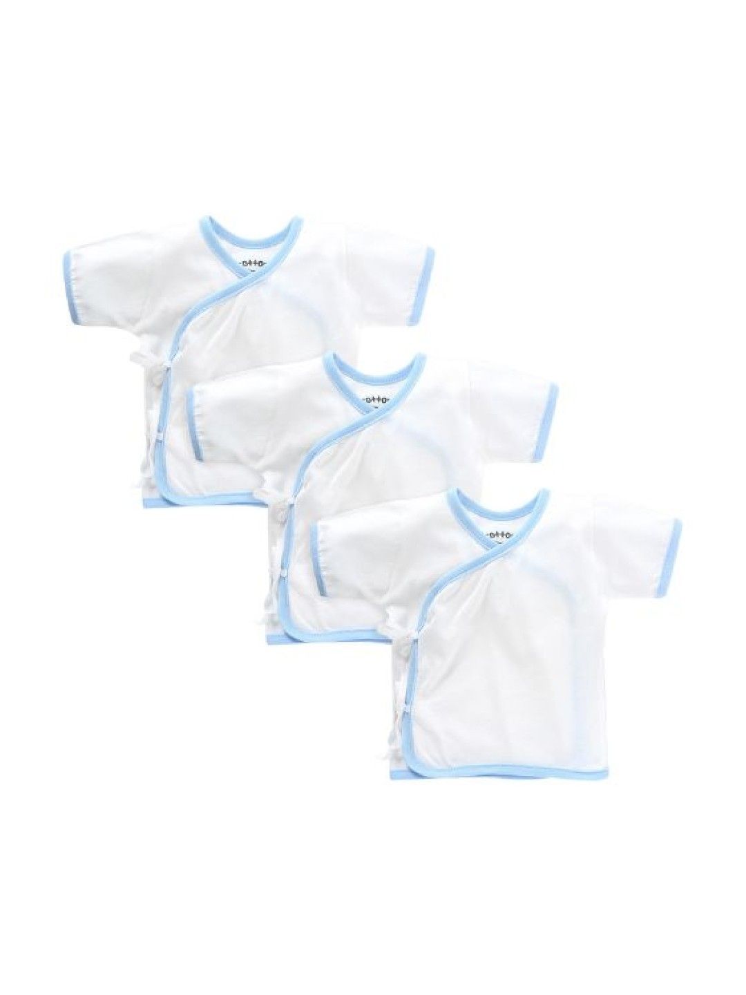 Cotton Stuff 3-Piece Short Sleeve Tie-Side (White with Blue) (No Color- Image 1)