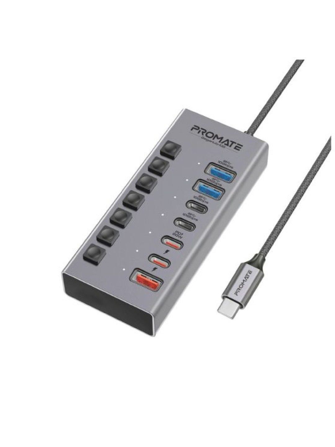 Promate GEGAHUB-10G 7-in-1 10Gbps Multiport Data and Charge Hub