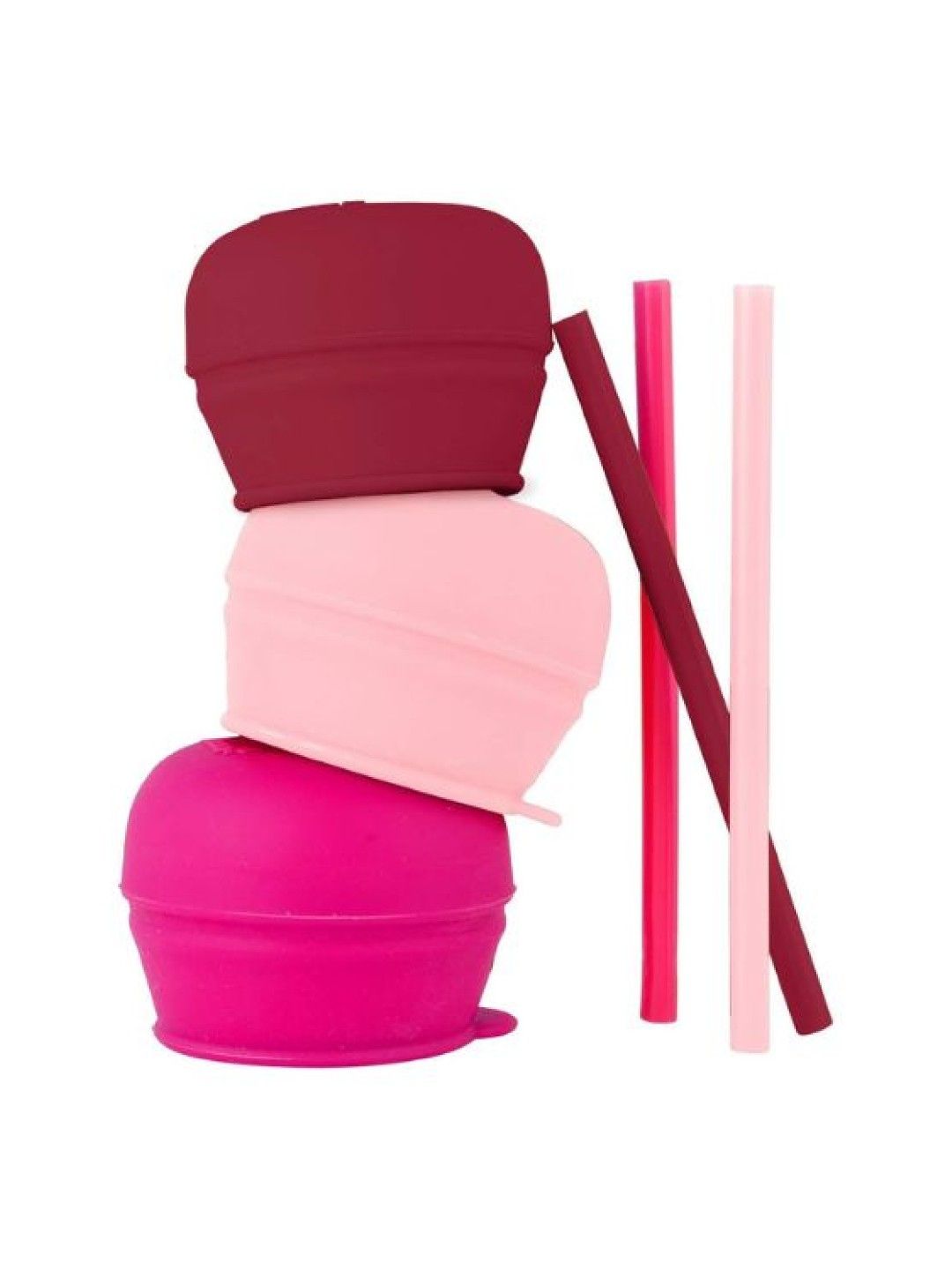 BOON SNUG Universal Silicone Straw Lids (3-Pack) (Pink- Image 1)