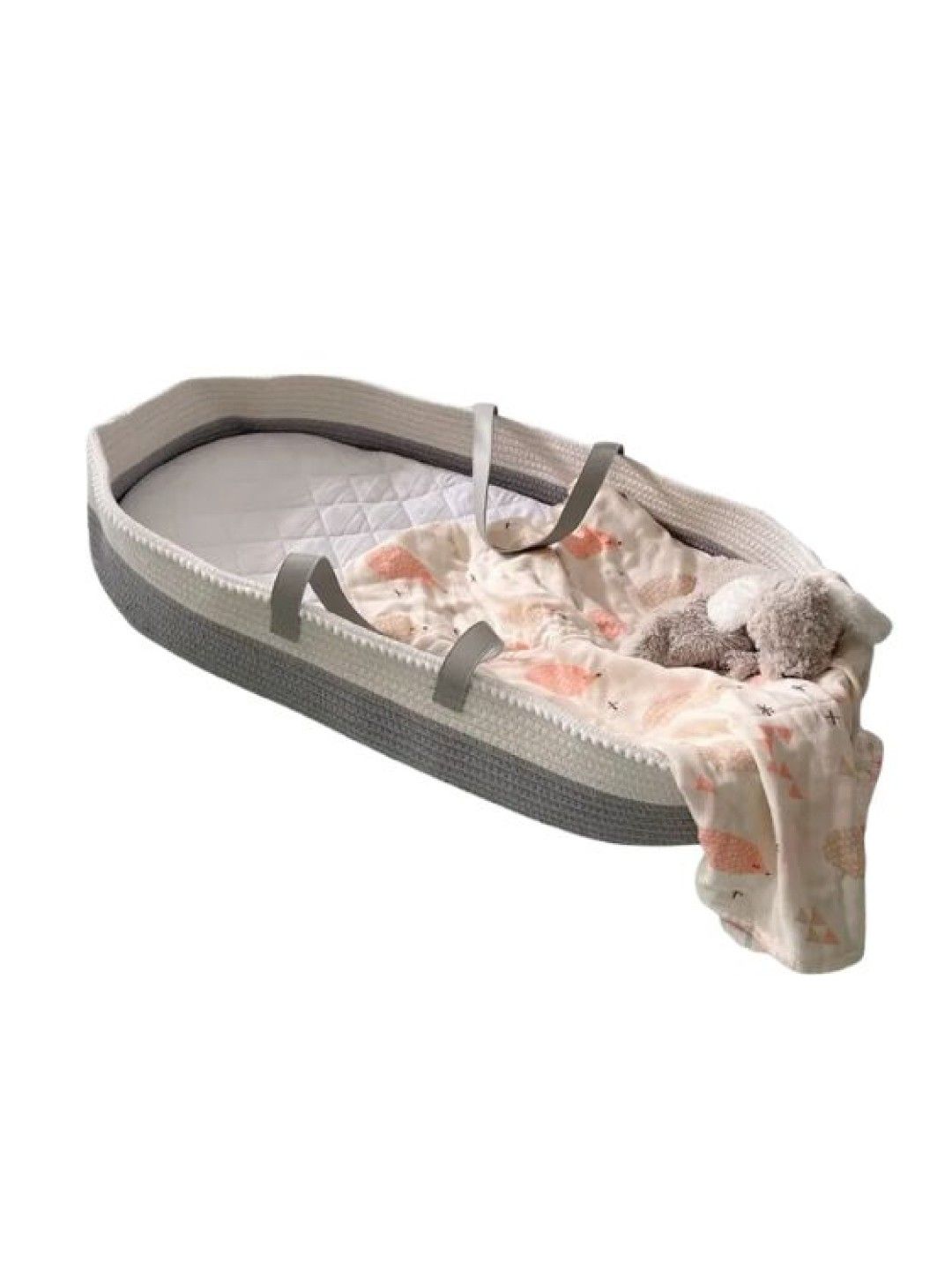 The Baby Basket Portable Gray Woven Moses Baby Basket