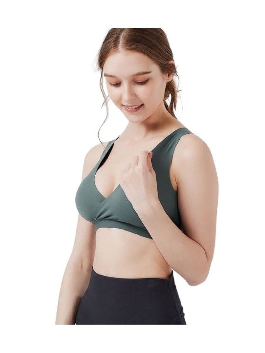 Mamaway (CLEARANCE) Ultra Silky Crossover Sleeping & Nursing Bra - Green (No Color- Image 1)
