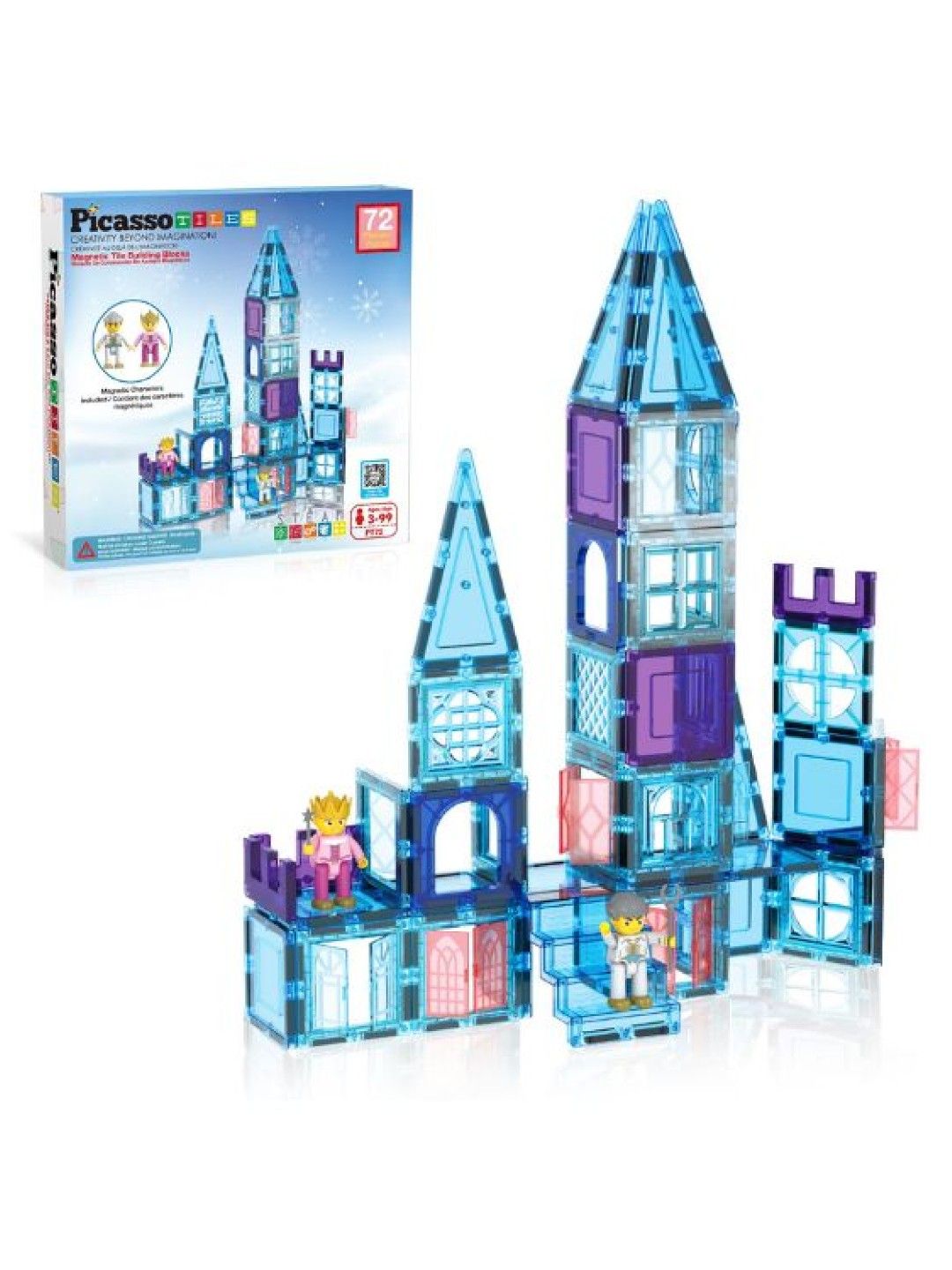 Picasso Tiles 72pc Magnetic Tiles Building Blocks (No Color- Image 1)