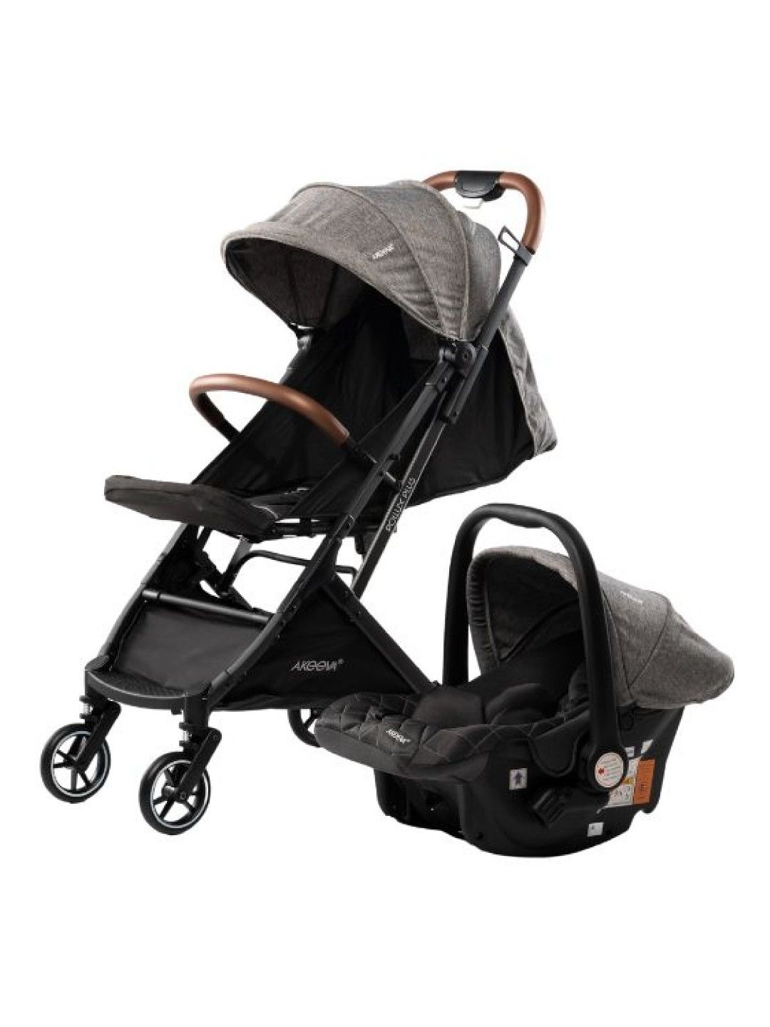 Akeeva Lightweight Travel Stroller w/ Carseat Travel System (Pollux Plus) - Grey