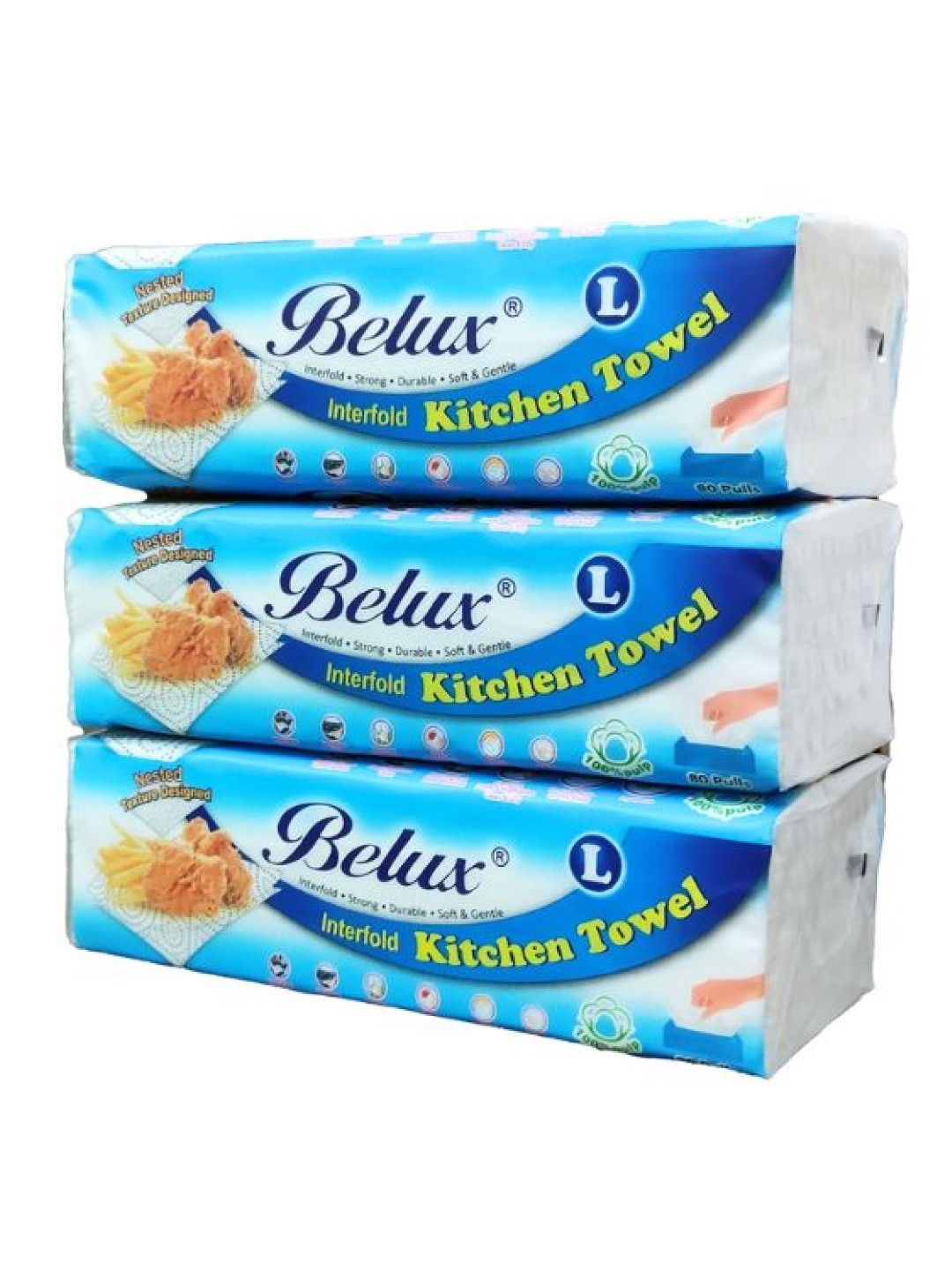 Belux Multi Purpose KitchenTowel V Fold (3packs)