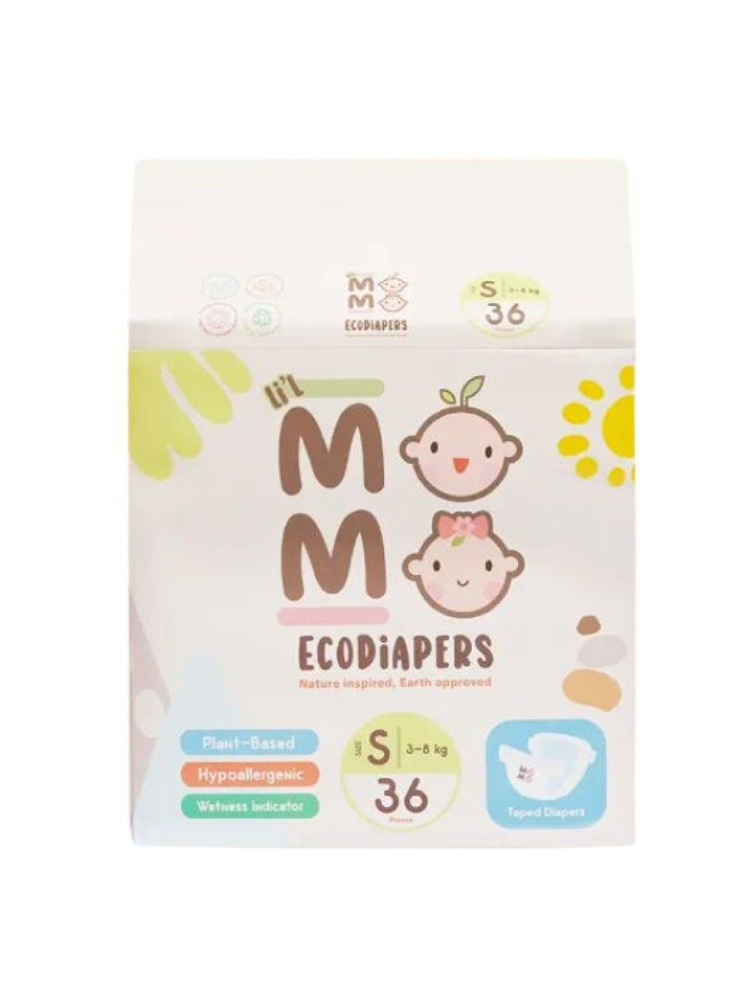 Li'l Momo Ecodiapers Biodegradable Eco-friendly Bamboo Diapers Small (36 pcs)