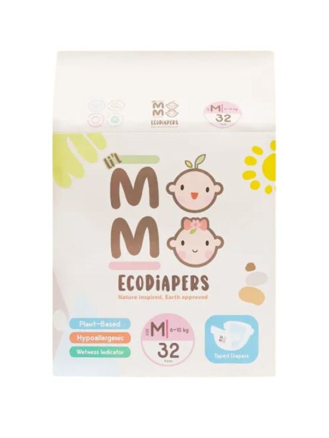 Li'l Momo Ecodiapers Biodegradable Eco-friendly Bamboo Diapers Medium (32 pcs) (No Color- Image 1)