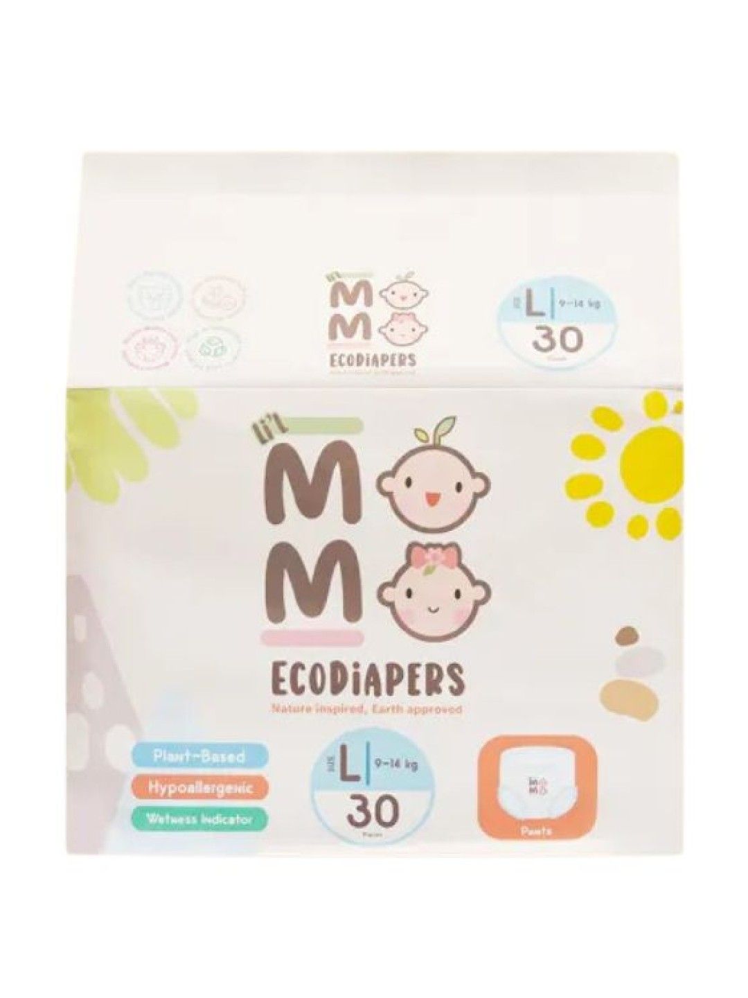 Li'l Momo Ecodiapers Biodegradable Eco-friendly Bamboo Diapers Large (30 pcs)